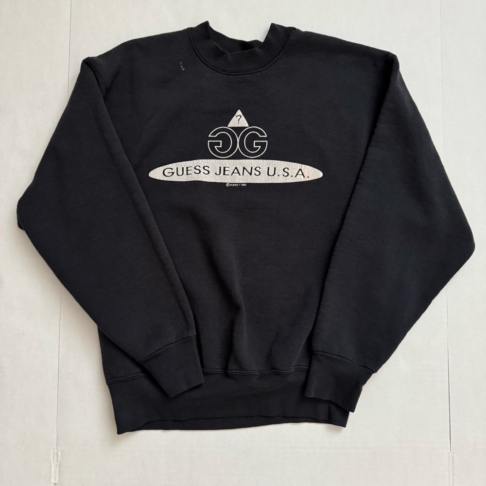 Vintage Guess U.S.A. Men's Black Crewneck Sweater